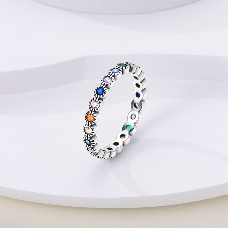 Women's Elegant Round Colored Zirconia Ring, Everyday Wear